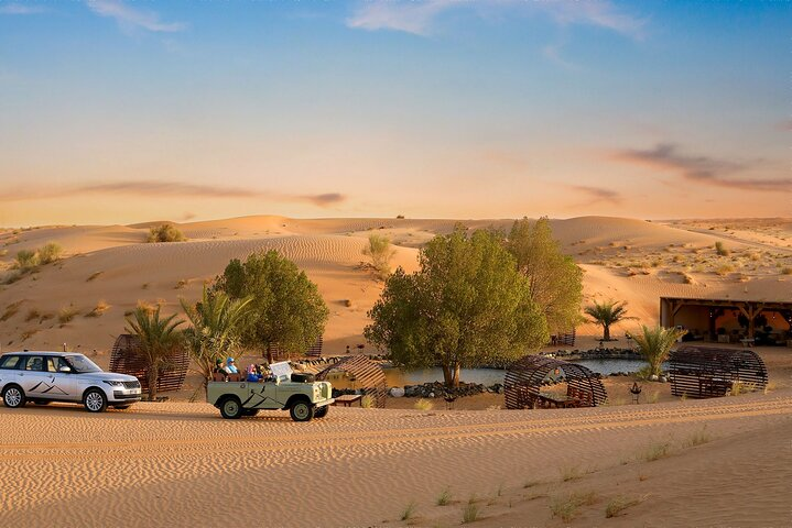 Immerse in the serene desert landscape exploring wildlife and enjoying a luxurious dining experience at a private cabana amidst dunes enhancing your Dubai adventure.